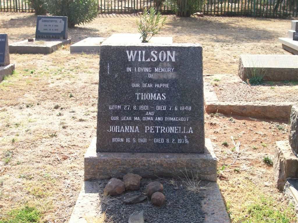 WILSON Thomas 1901-1948 &amp; Johanna Petronella 1901-1979