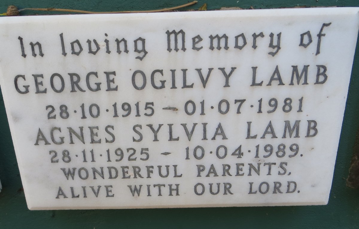 LAMB George Ogilvy 1915-1981 &amp; Agnes Sylvia 1925-1989