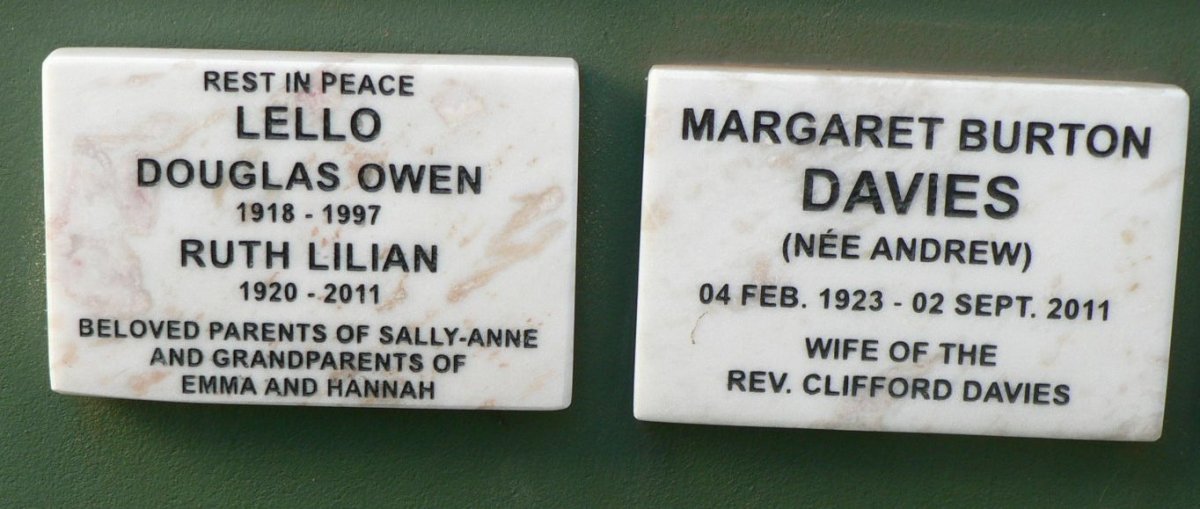 LELLO Douglas Owen 1918-1997 &amp; Ruth Lilian 1920-2011 :: DAVIES Margaret Burton nee ANDREW 1923-2011