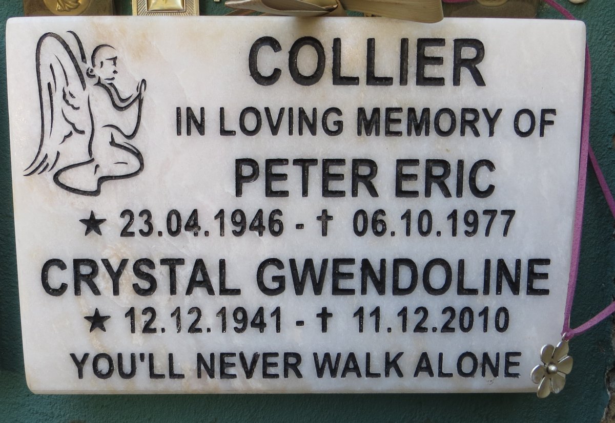 COLLIER Peter Eric 1946-1977 &amp; Crystal Gwendoline 1941-2010