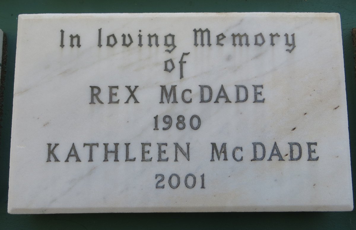 McDADE Rex -1980 &amp; Kathleen -2001