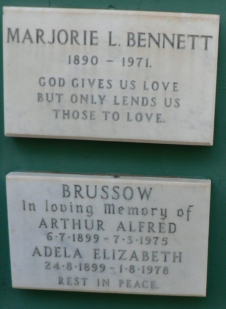 BENNETT Marjorie L. 1890-1971 :: BRUSSOW Arthur Alfred 1899-1975 &amp; Adela Elizabeth 1899-1978