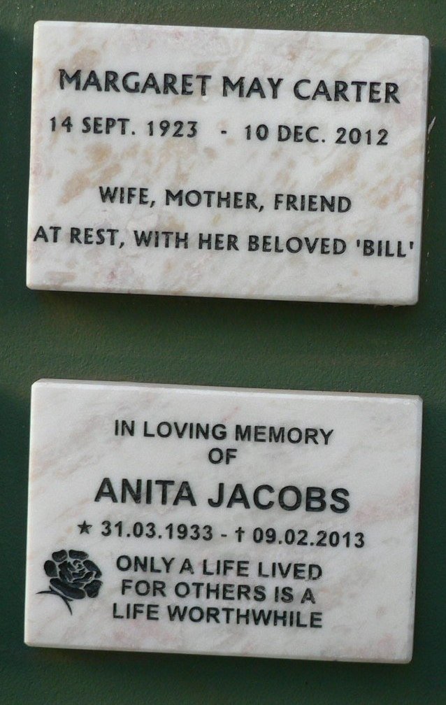 CARTER Margaret May 1923-2012 :: JACOBS Anita 1933-2013