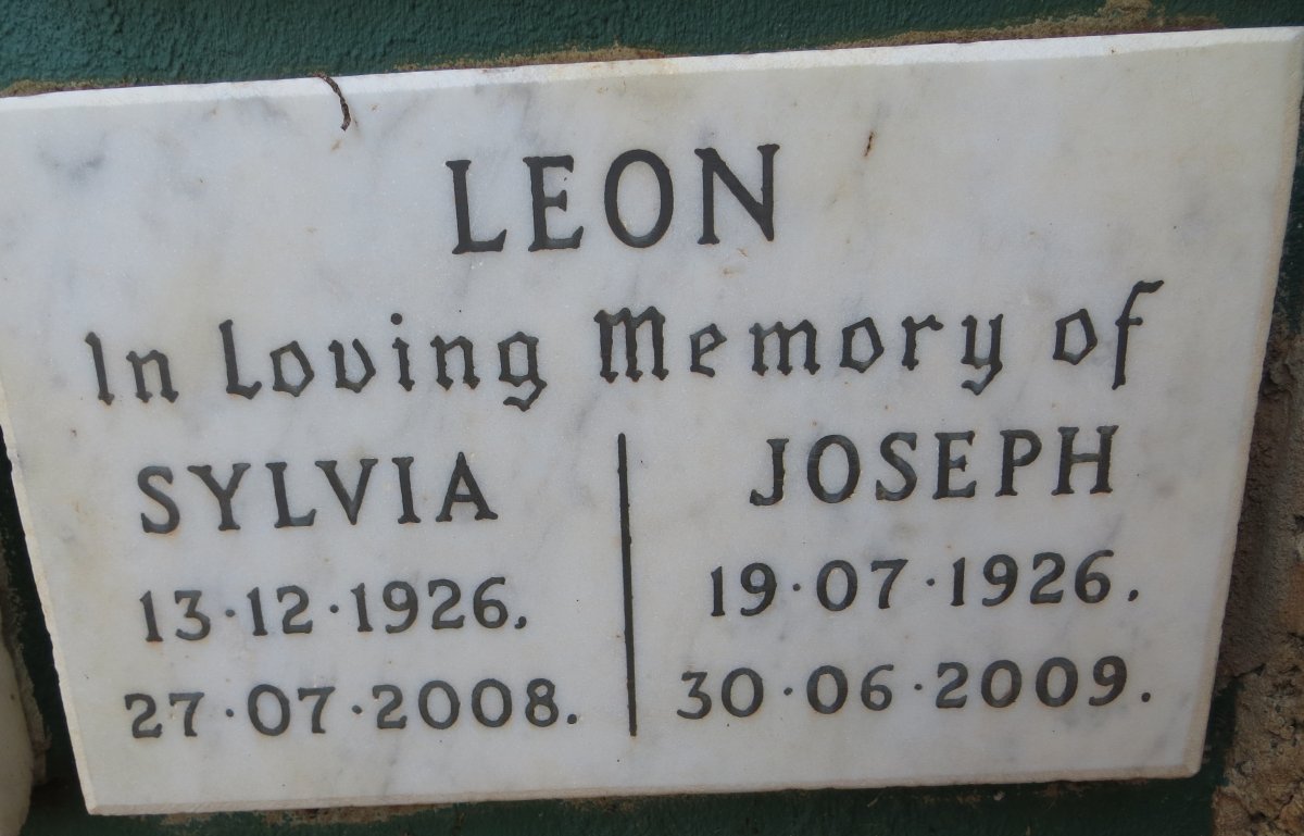LEON Joseph 1926-2009 &amp; Sylvia 1926-2008