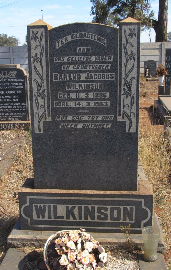 WILKINSON Barend Jacobus 1886-1963