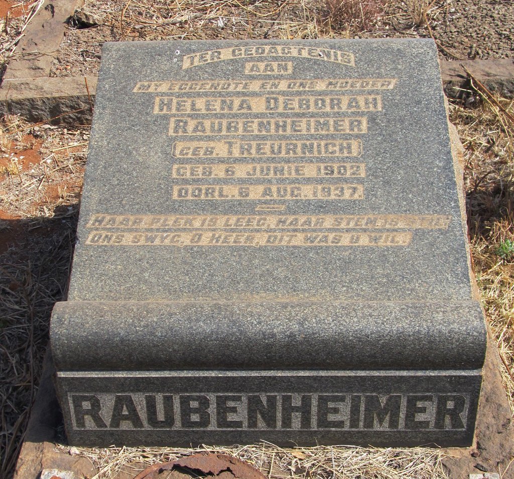 RAUBENHEIMER Helena Deborah nee TREURNICH 1902-1937