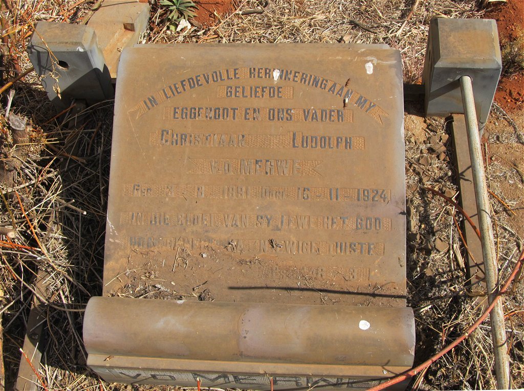 MERWE Christiaan Ludolph, v.d. 1891-1924
