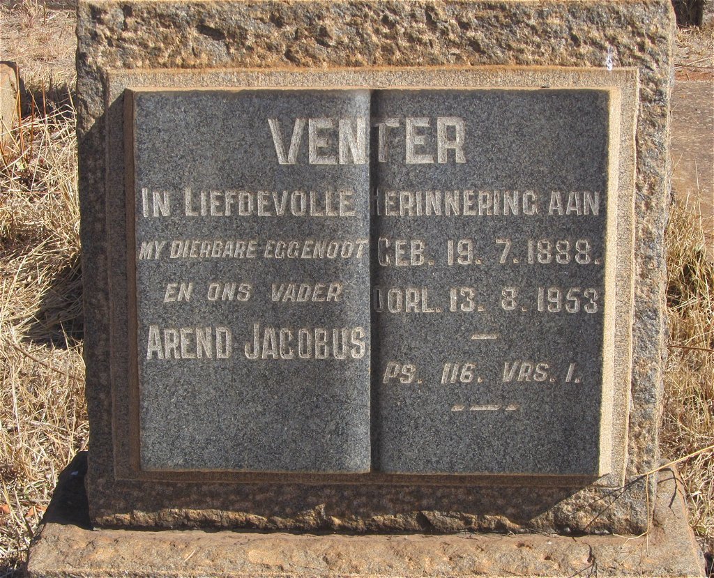 VENTER Arend Jacobus 1888-1953