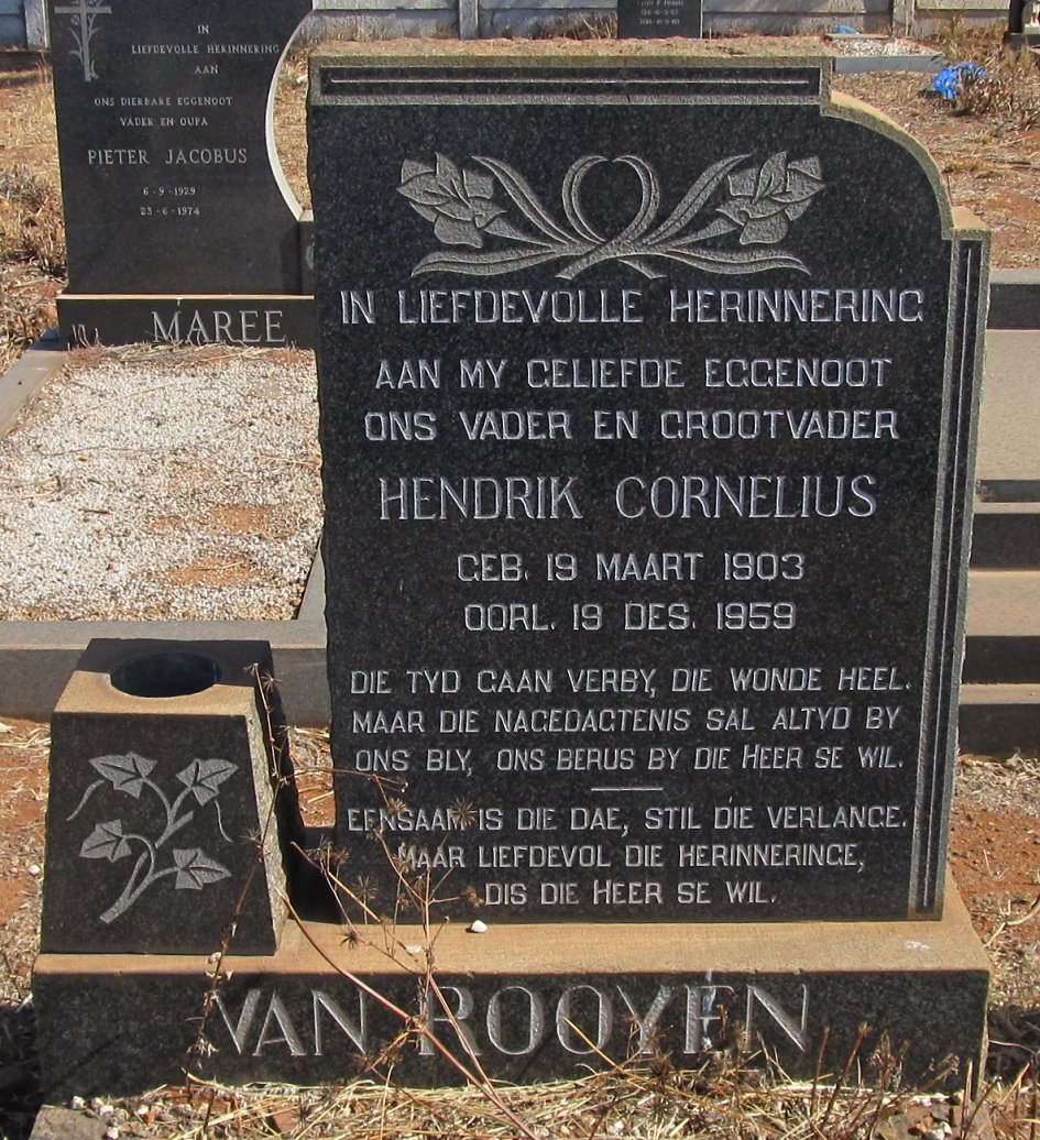 ROOYEN Hendrik Cornelius, van 1903-1959