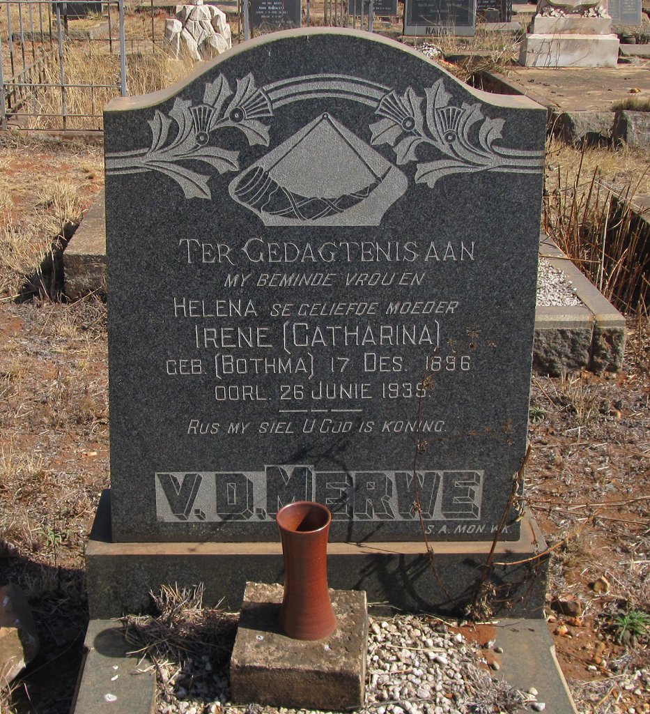 MERWE Irene, v.d. nee BOTHMA 1896-1939