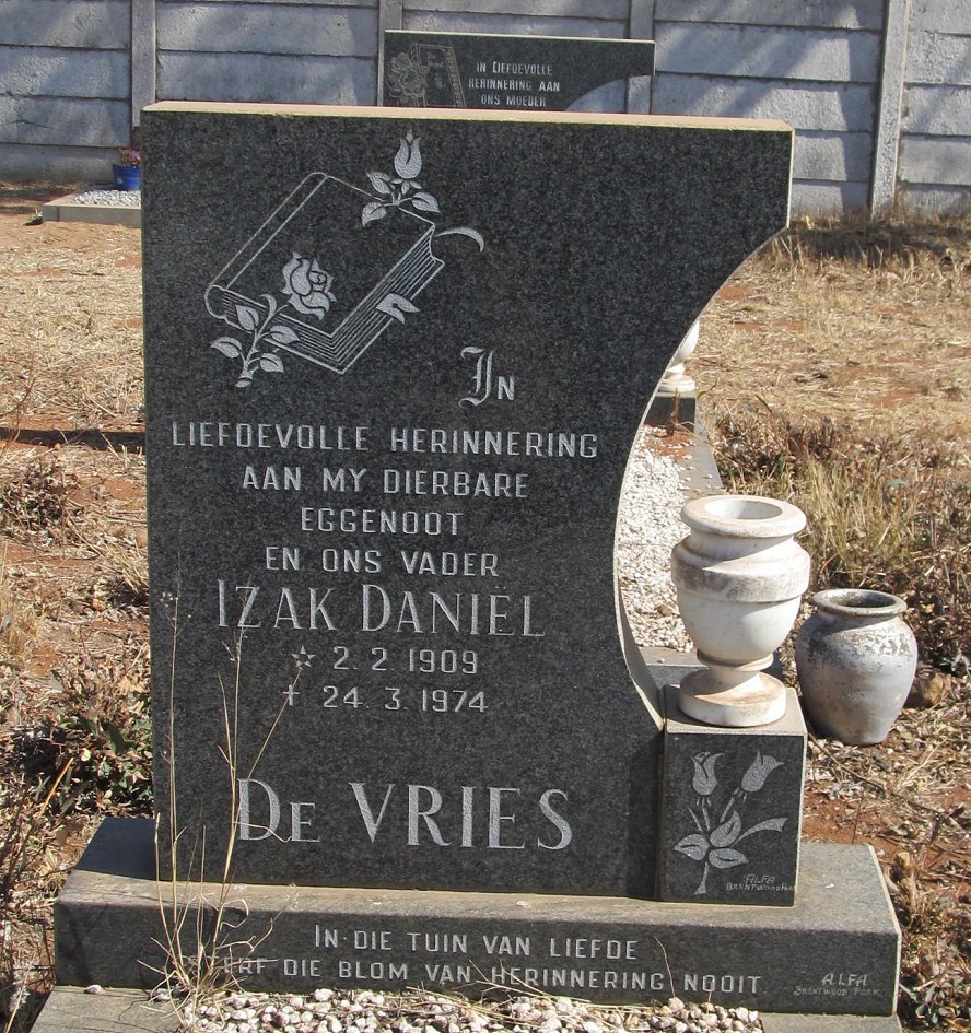 VRIES Izak Daniel, de 1909-1974