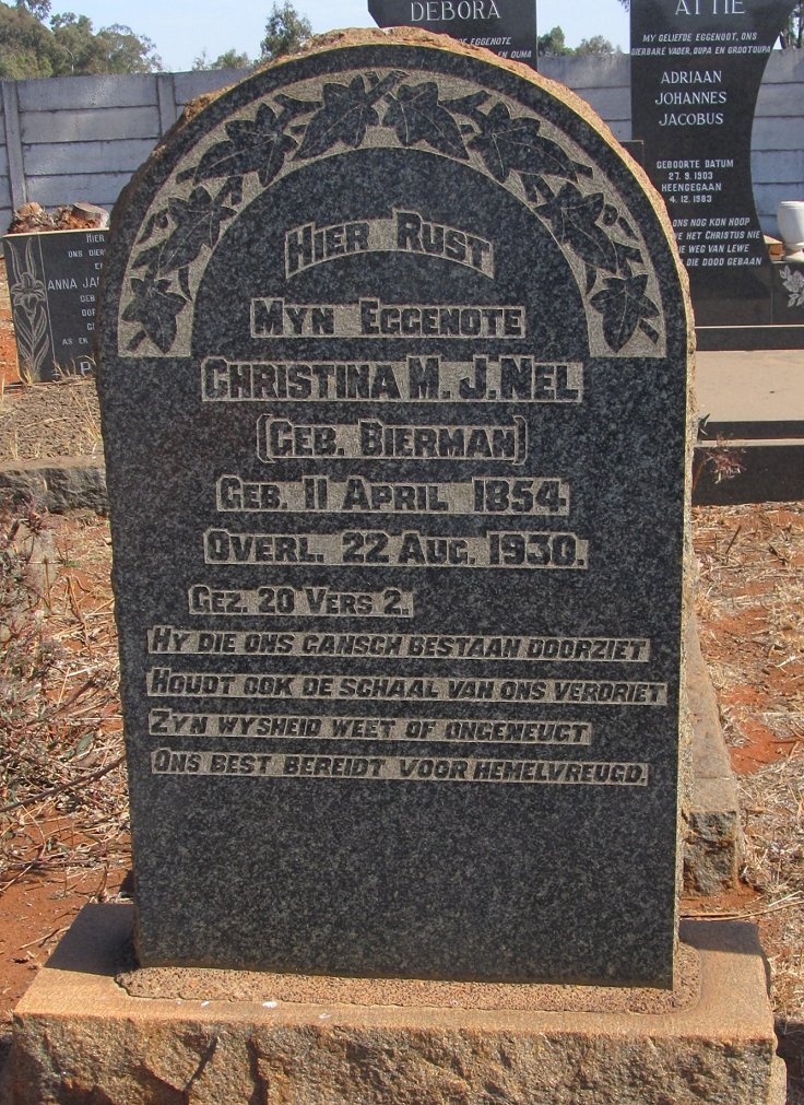 NEL Christina M.J. nee BIERMAN 1854-1930