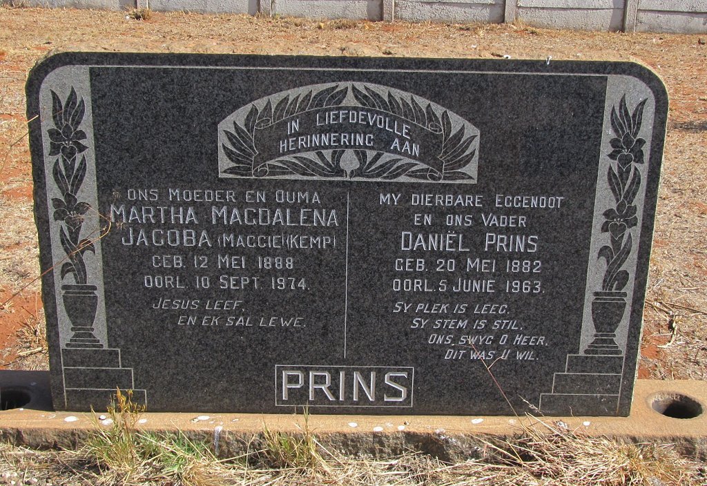 PRINS Daniel 1882-1963 &amp; Martha Magdalena Jacoba KEMP 1888-1974