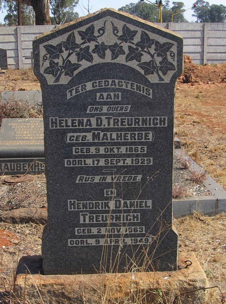 TREURNICH Hendrik Daniel 1863-1949 &amp; Helena D. MALHERBE 1865-1929