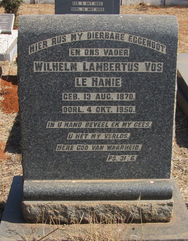 HANIE Wilhelm Lambertus Vos, le 1870-1950