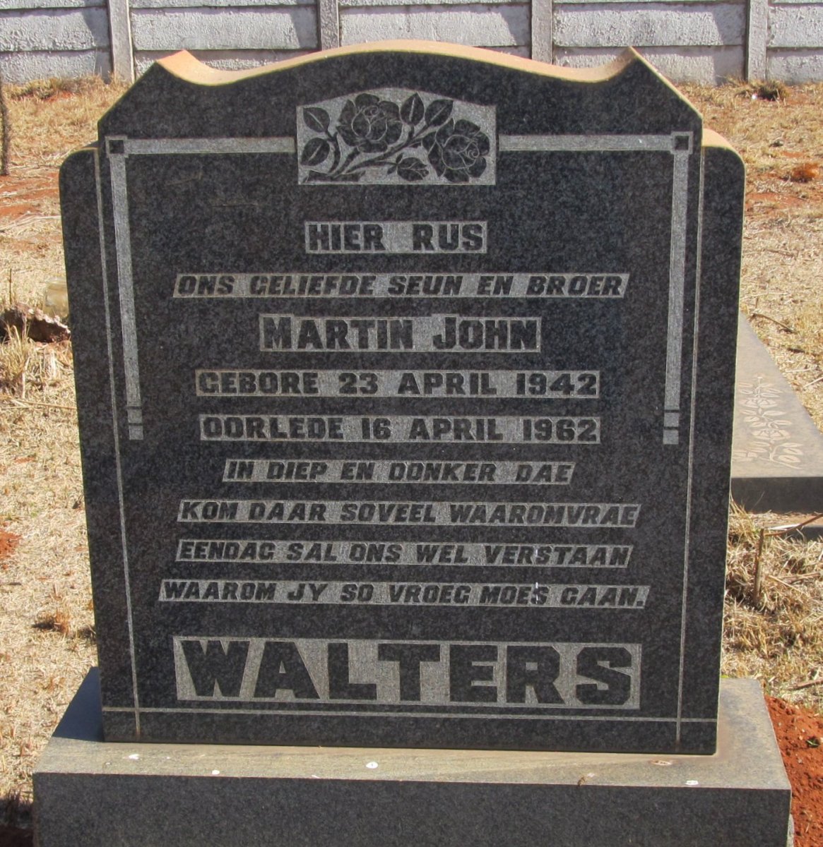 WALTERS Martin John 1942-1962