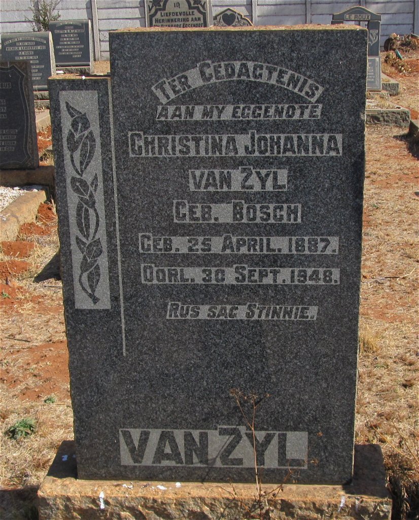 ZYL Christina Johanna, van nee BOSCH 1887-1948
