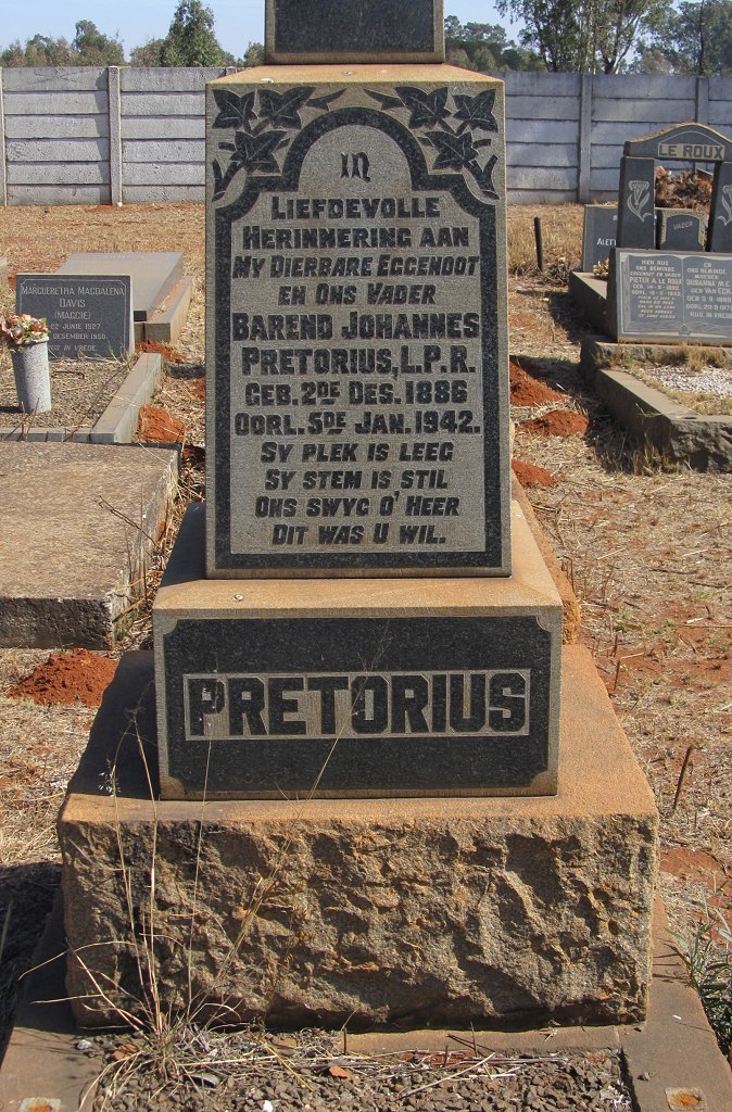 PRETORIUS Barend Johannes 1886-1942