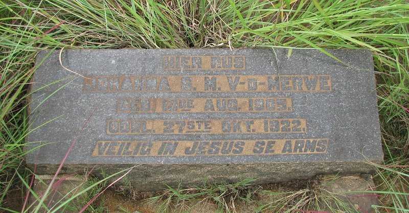 MERWE Johanna S.M., v.d. 1905-1922