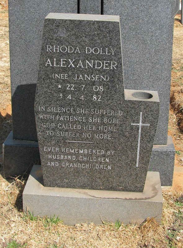 ALEXANDER Rhoda Dolly nee JANSEN 1908-1982