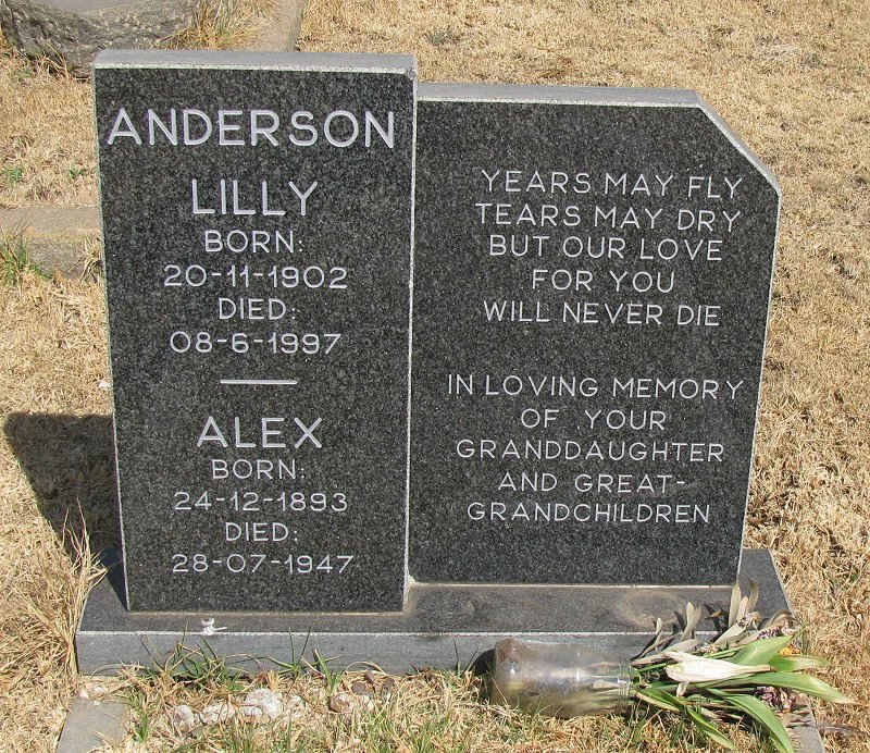 ANDERSON Alex 1893-1947 &amp; Lilly 1902-1997