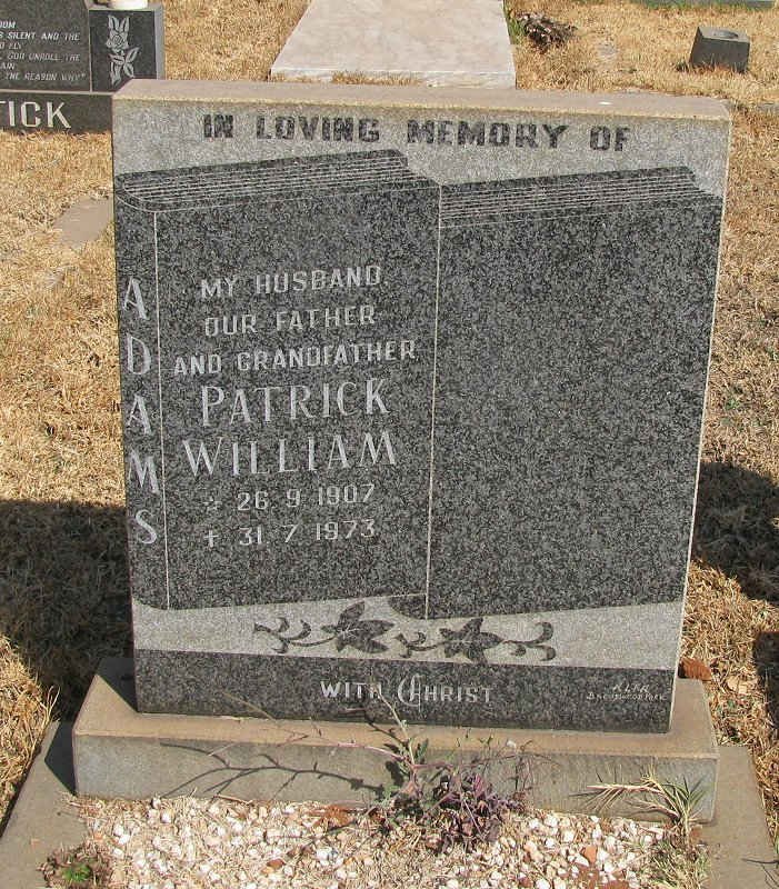 ADAMS Patrick William 1907-1973
