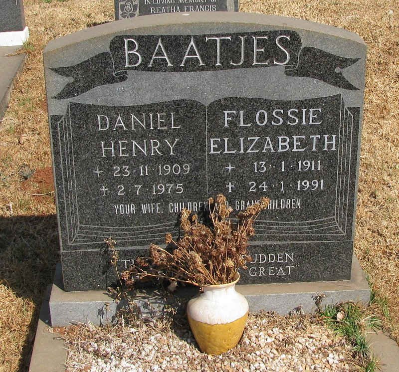BAATJES Daniel Henry 1909-1975 &amp; Flossie Elizabeth 1911-1991