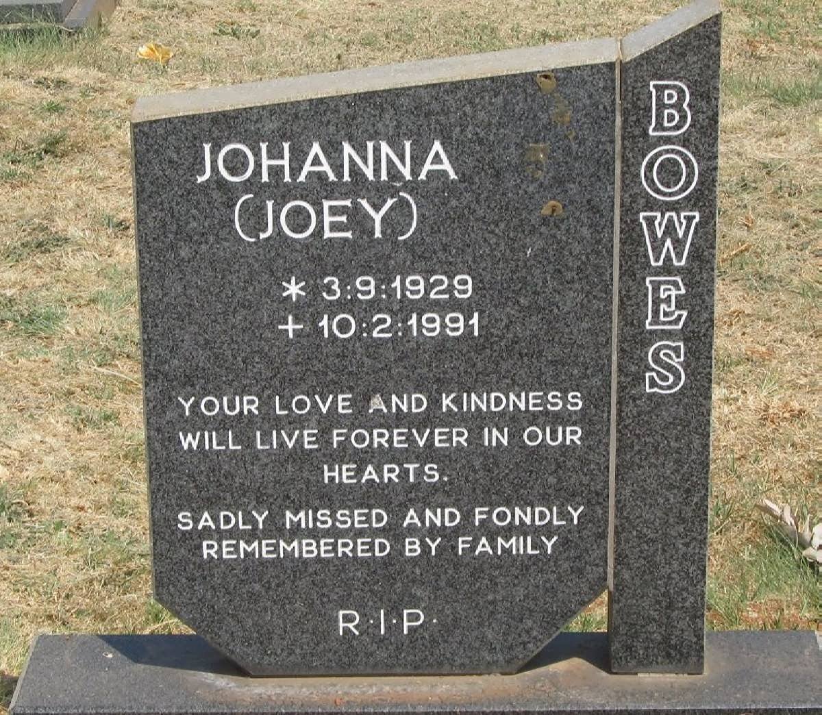 BOWES Johanna 1929-1991