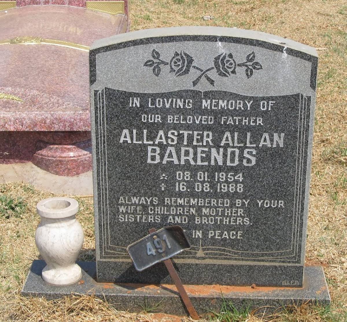 BARENDS Allaster Allen 1954-1988