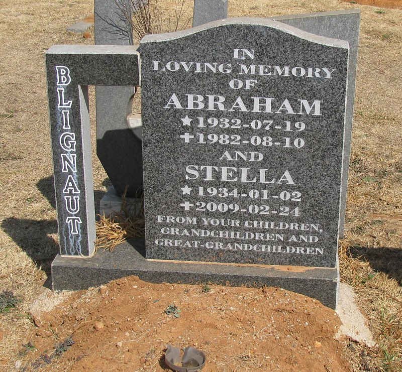 BLIGNAUT Abraham 1932-1982 &amp; Stella 1934-2009