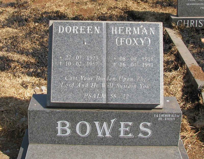 BOWES Herman 1918-1991 &amp; Doreen 1923-1957