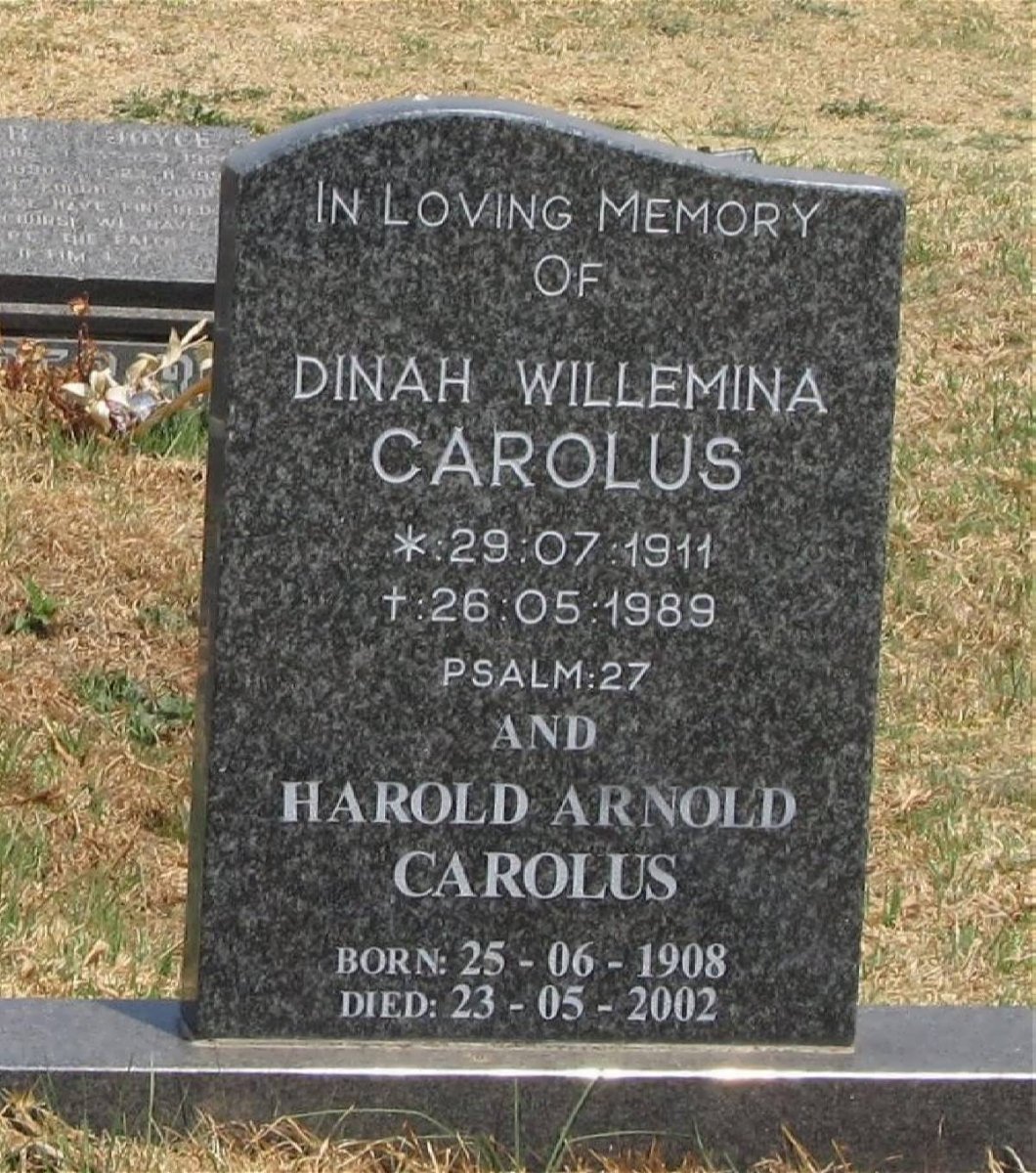CAROLUS Harold Arnold 1908-2002 &amp; Dinah Willemina 1911-1989
