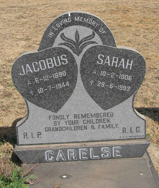 CARELSE Jacobus 1890-1944 &amp; Sarah 1906-1993