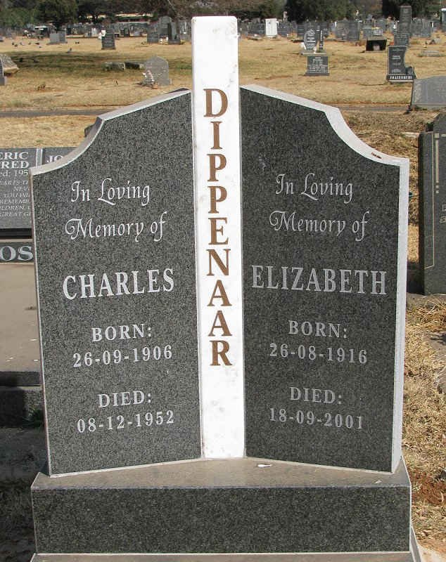 DIPPENAAR Charles 1906-1952 &amp; Elizabeth 1916-2001