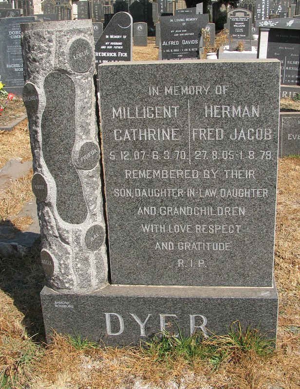DYER Herman Henry Jacob 1905-1978 &amp; Millicent Cathrine 1907-1970