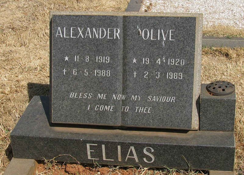 ELIAS Alexander 1919-1988 &amp; Olive 1920-1989