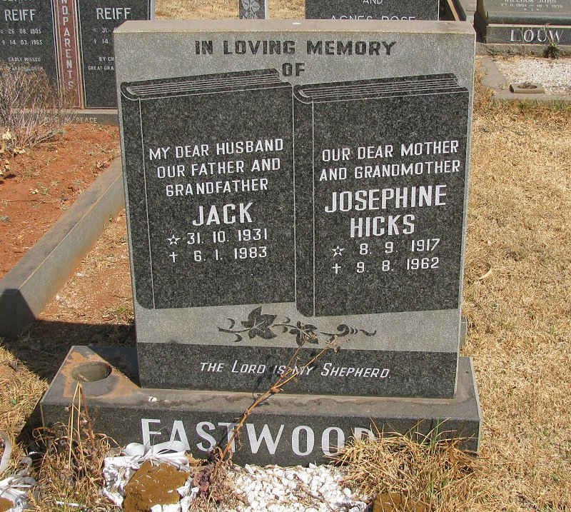 EASTWOOD Jack 1931-1983 &amp; Josephine HICKS 1917-1962