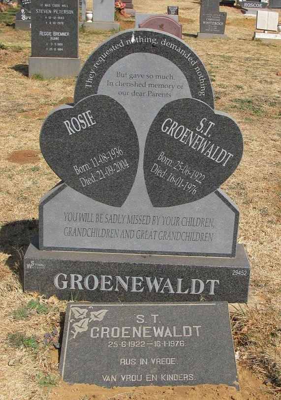 GROENEWALDT S.T.1922-1976 &amp; Rosie 1936-2004