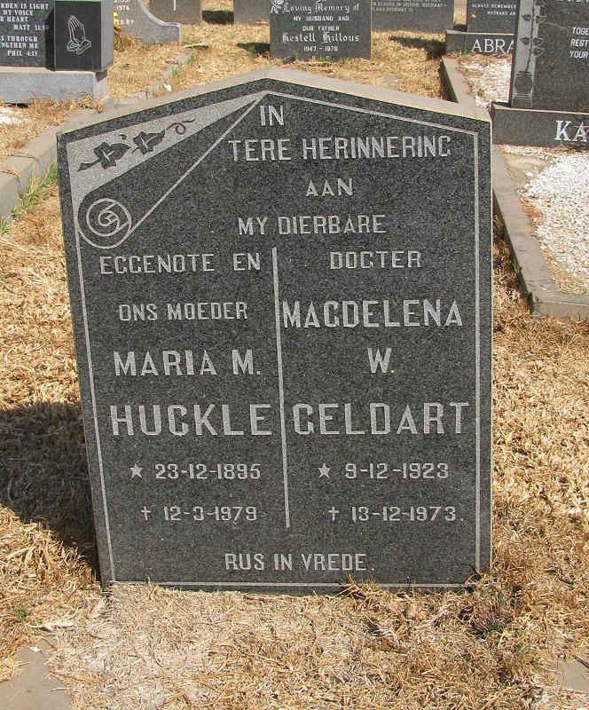 HUCKLE Maria M. 1895-1979 :: GELDERT Magdelena W. 1923-1973
