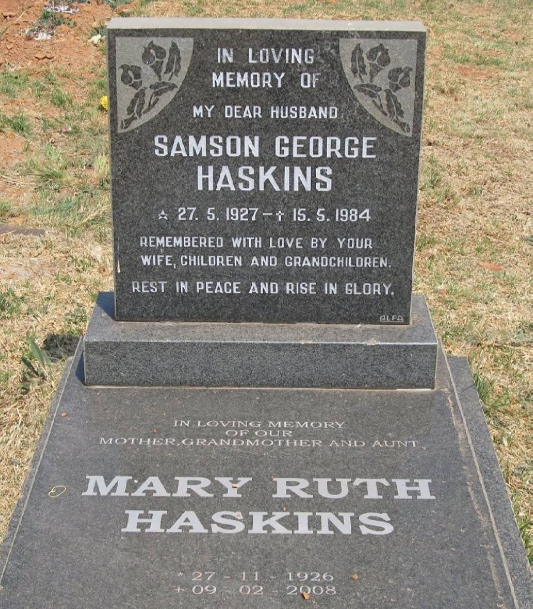 HASKINS Samson George 1927-1984 &amp; Mary Ruth 1926-2008