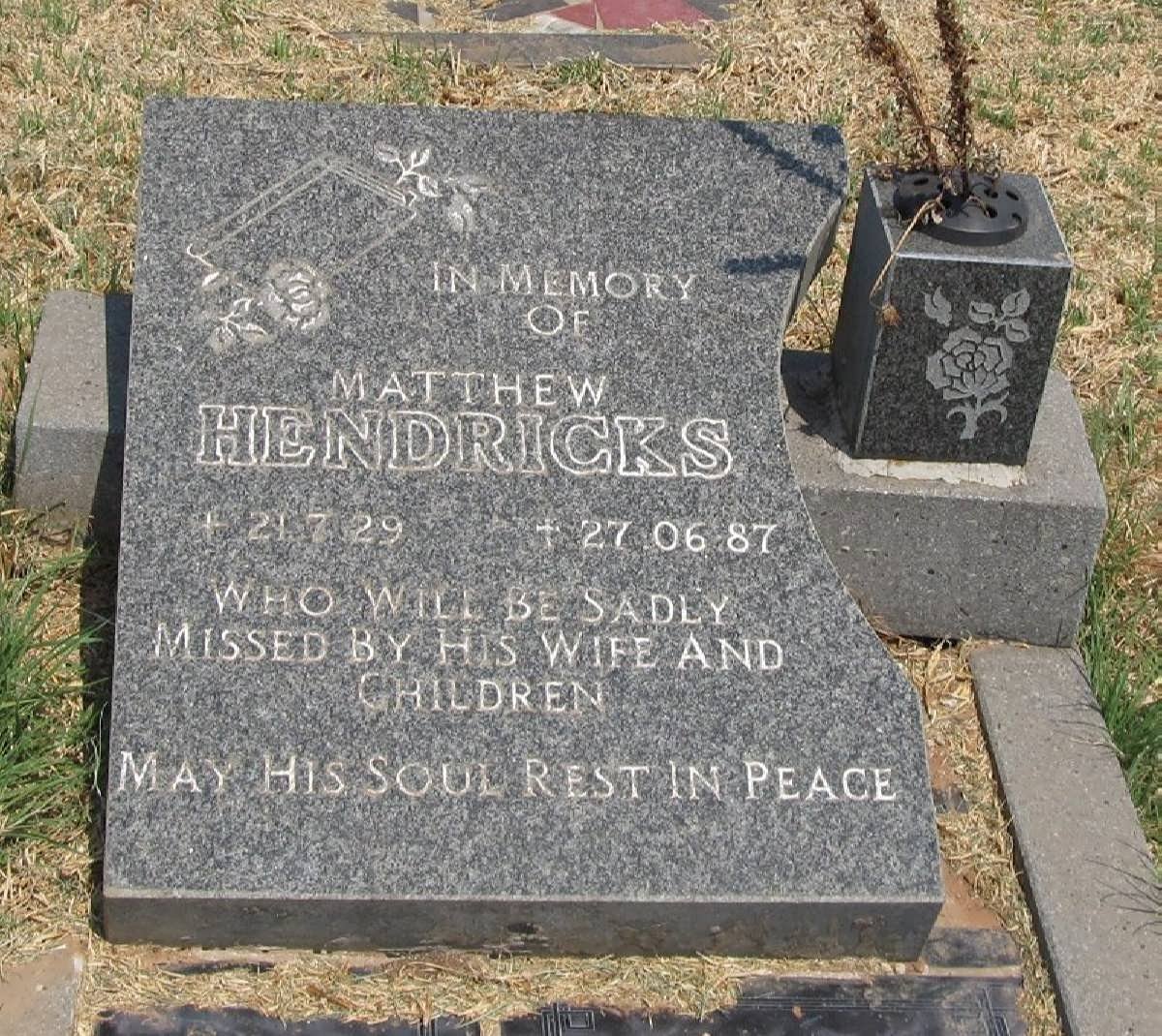 HENDRICKS Matthew 1929-1987