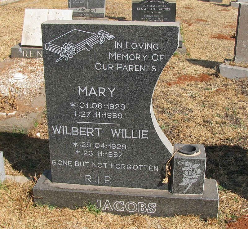JACOBS Wilbert  Willie 1929-1997 &amp; Mary 1929-1969