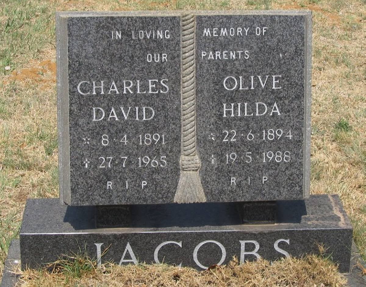 JACOBS Charles David 1891-1965 &amp; Olive Hilda 1894-1988