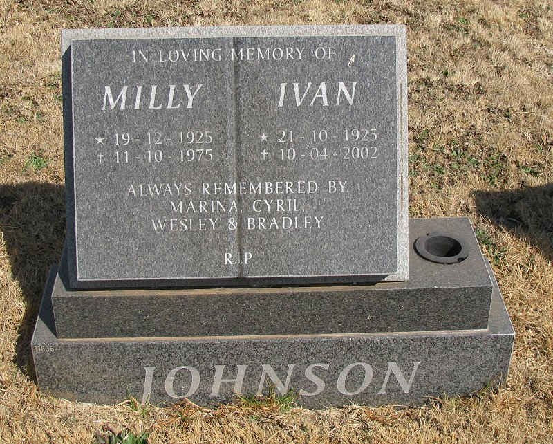 JOHNSON Ivan 1925-2002 &amp; Milly 1925-1975