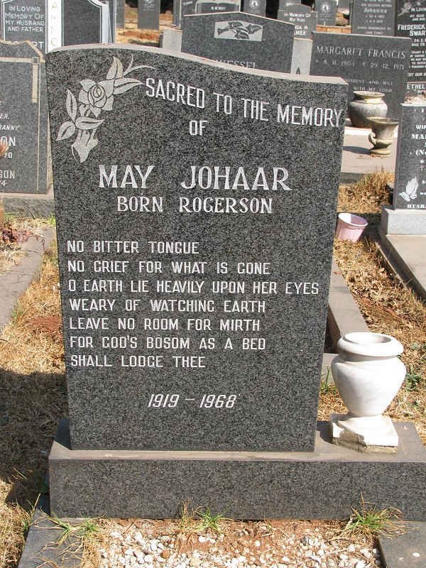 JOHAAR May nee ROGERSON 1919-1968