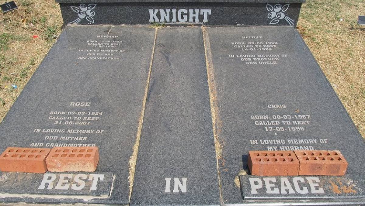 KNIGHT Rose 1924-2001 :: KNIGHT Craig 1967-1995