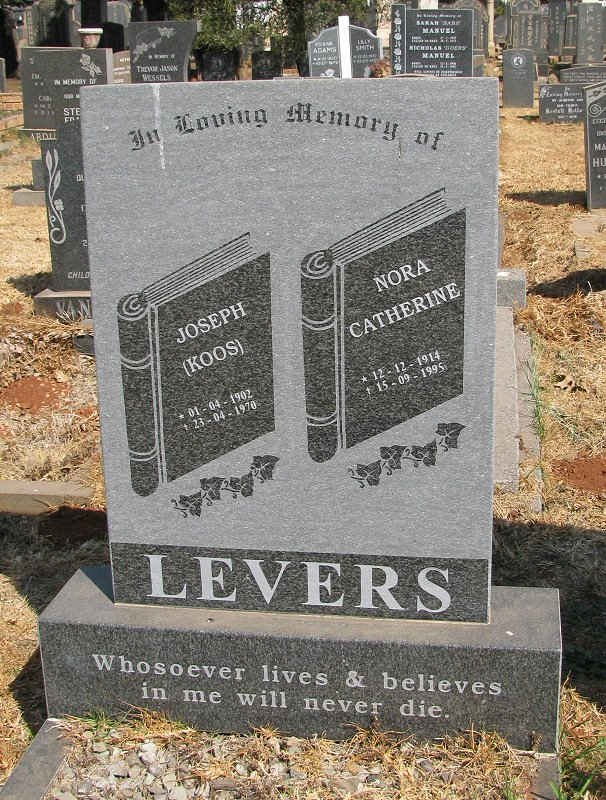 LEVERS Joseph 1902-1970 &amp; Nora Catherine 1914-1995