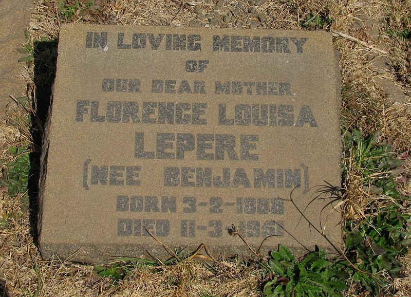 LEPERE Florence Louisa nee BENJAMIN 1888-1951