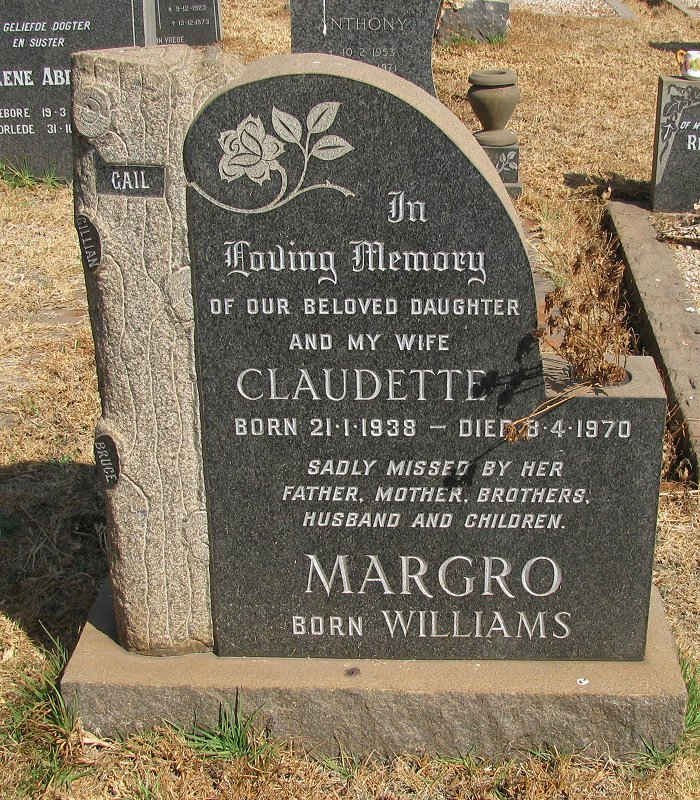 MARGRO Claudette nee WILLIAMS 1938-1970