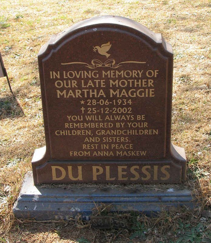 PLESSIS Martha Maggie, du 1934-2002